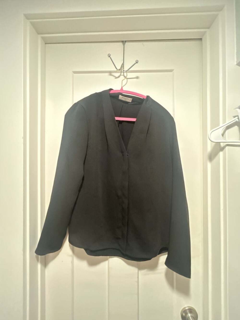 Babaton V-Neck Blouse Size S Black Long Sleeve Concealed Placket